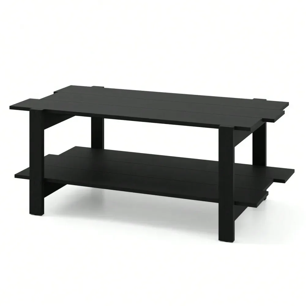 

2Tier Coffee Table Irregular Center Table With Open Storage Shelf Cocktail Table