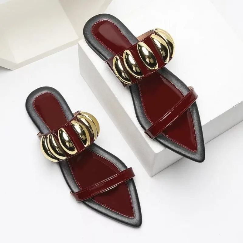Modische Damenschuhe Frühling Neuer Stil Spitze Flache Schuhe Rutschfest Vielseitige Damensandalen Weiche Sohle Offene Zehen Damen-Pantoffeln