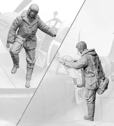 1/32 Resin Soldier Figure Model Kit Military Hobby Miniature Fighters Pilots 2 People Unassembled and Unpainted Diorama Toy