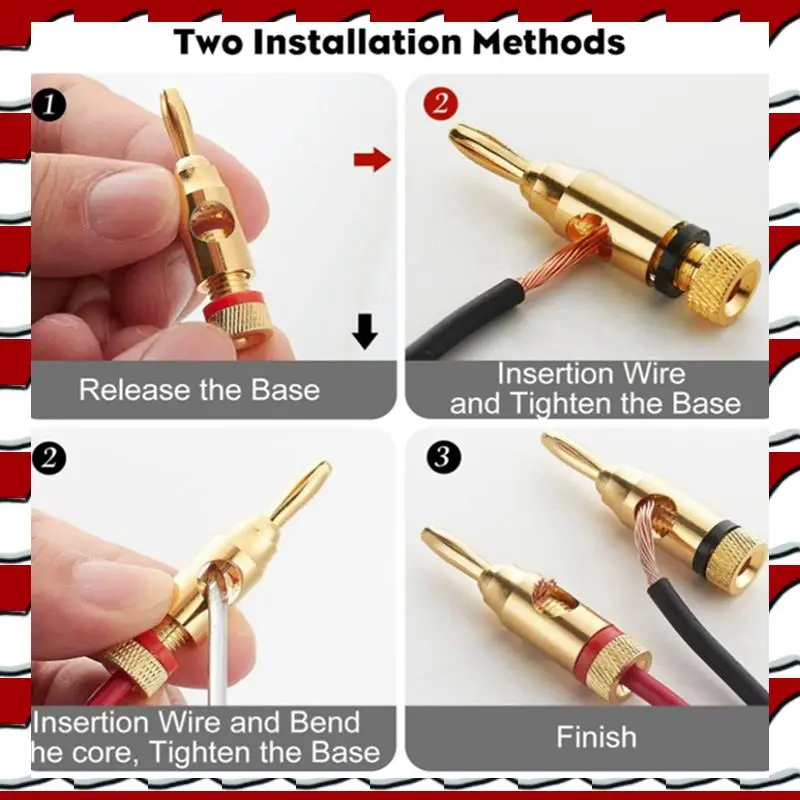 

T35C Gold-Plated Banana Plug Or Connector (Open Screw Type) (24 Pairs (48 Plugs)) Audio Plug Speaker Wire Connector