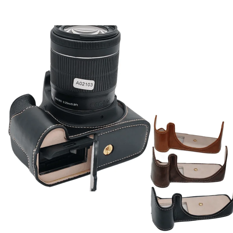 Retro PU Leather Case Half Body Base For Canon EOS 1000D 1100D 1200D 1300D 1500D 500D 550D DSLR Camera Bag Bottom Cover
