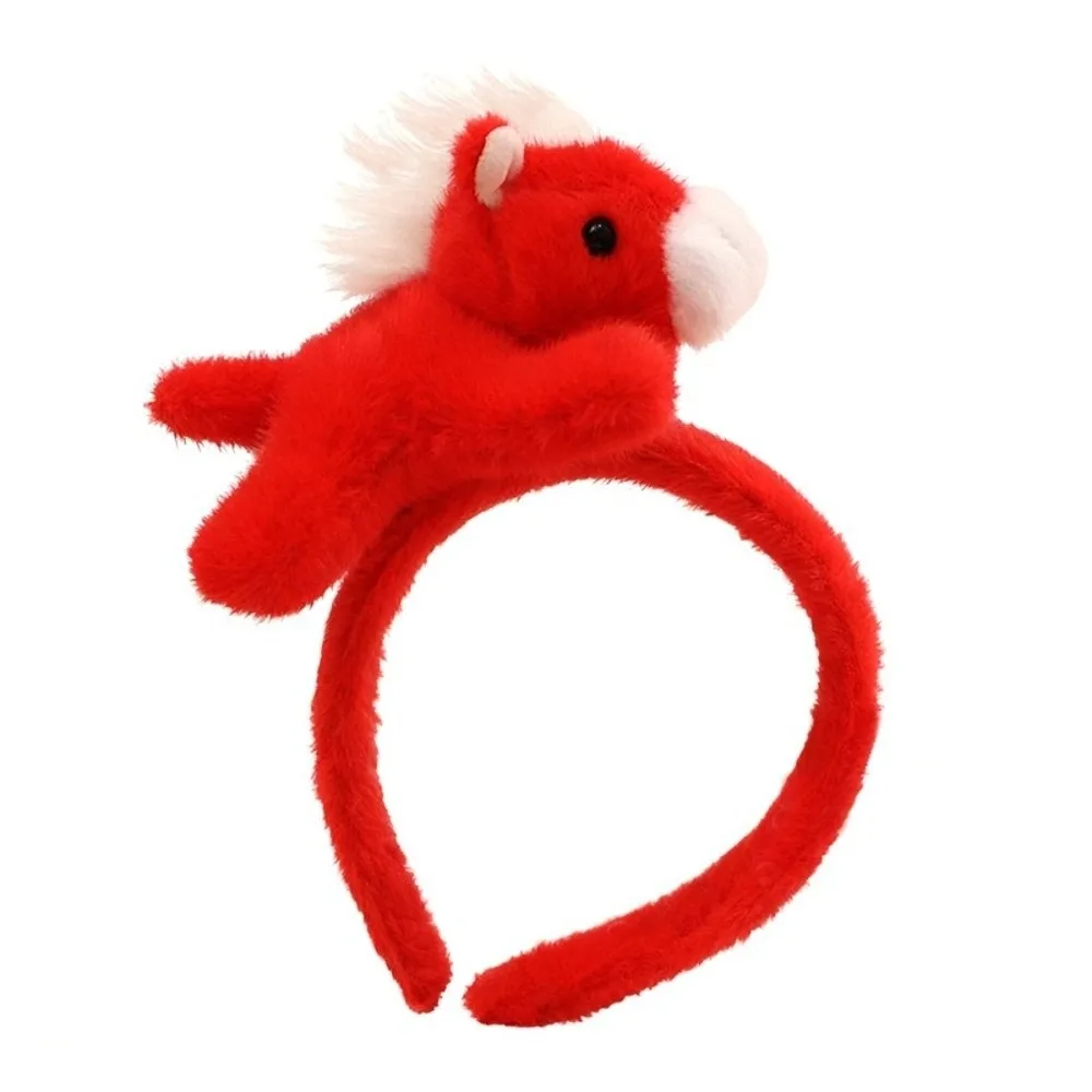 

Cartoon Horse Hair Hoop Mascot Plush 2026 New Year Headband Solid Color Pony New Year Headpiece Cosplay Supplies