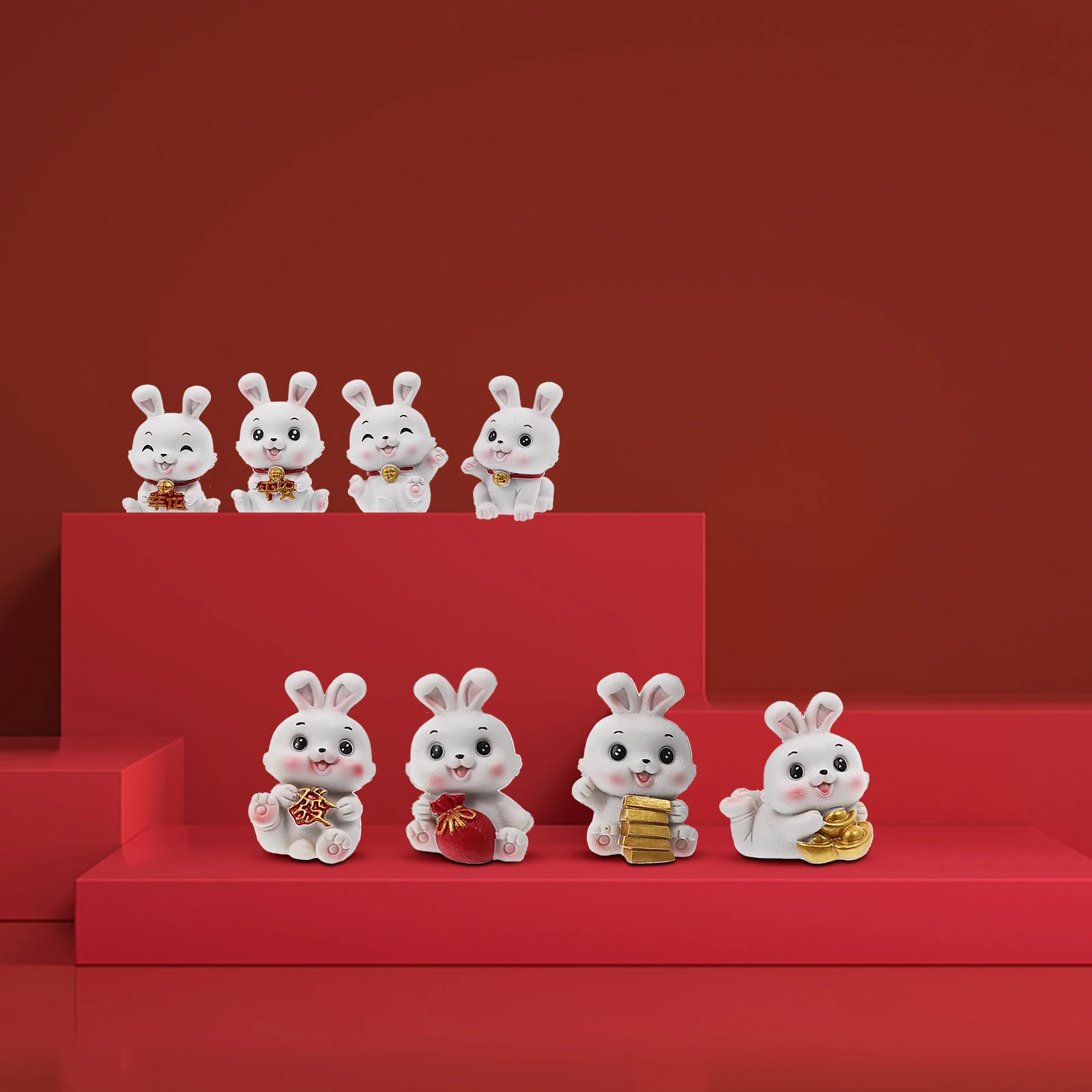 

8 Pcs nament Resin Bunny Figurines Desktop Car Garden Decoration Mini Statues Cartoon Crafts Small Bunny Resin Crafts
