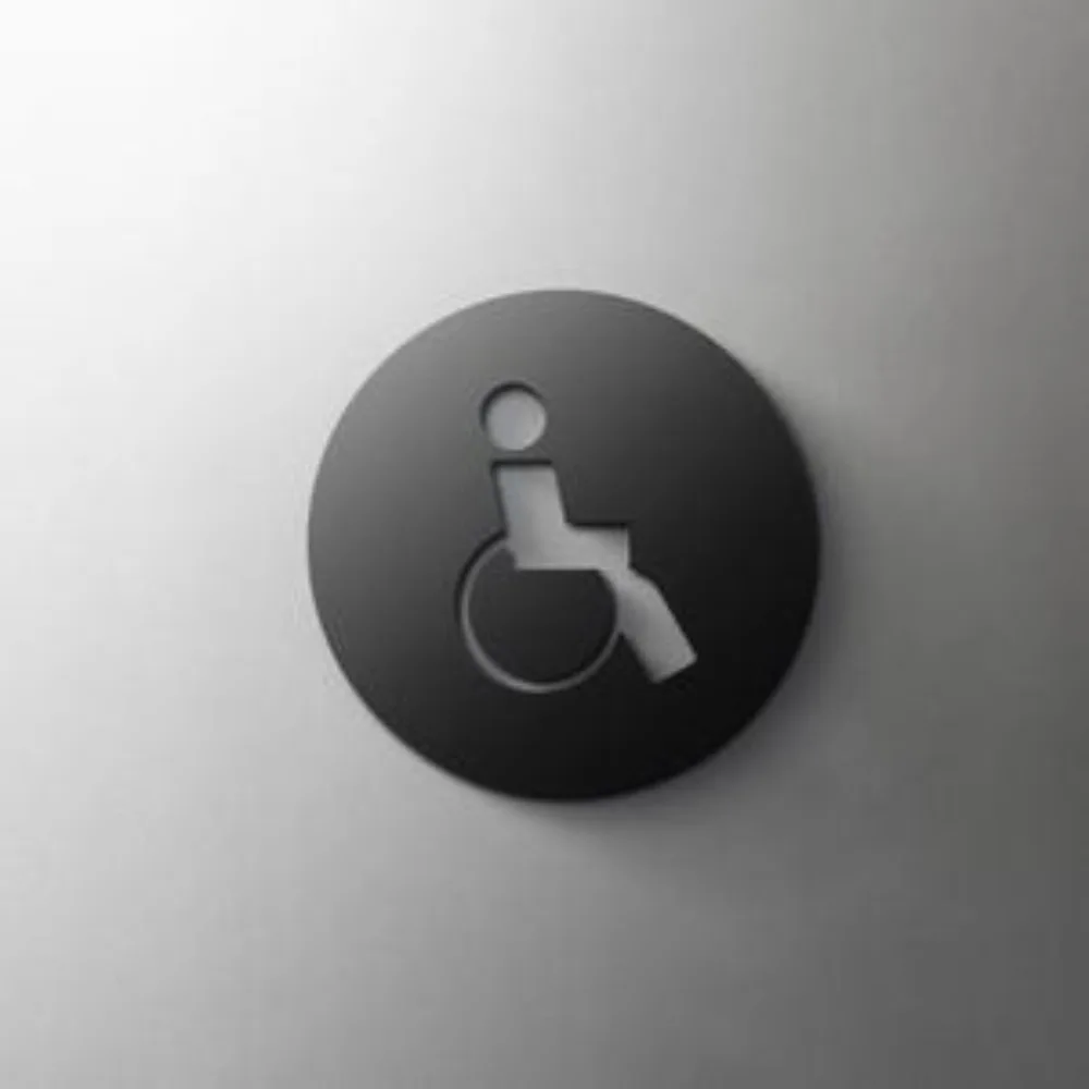 Brand Custom Wheelchair Access Restroom Sign Minimal Self Adhesive Acrylic Door Decor for Hotel Restaurant