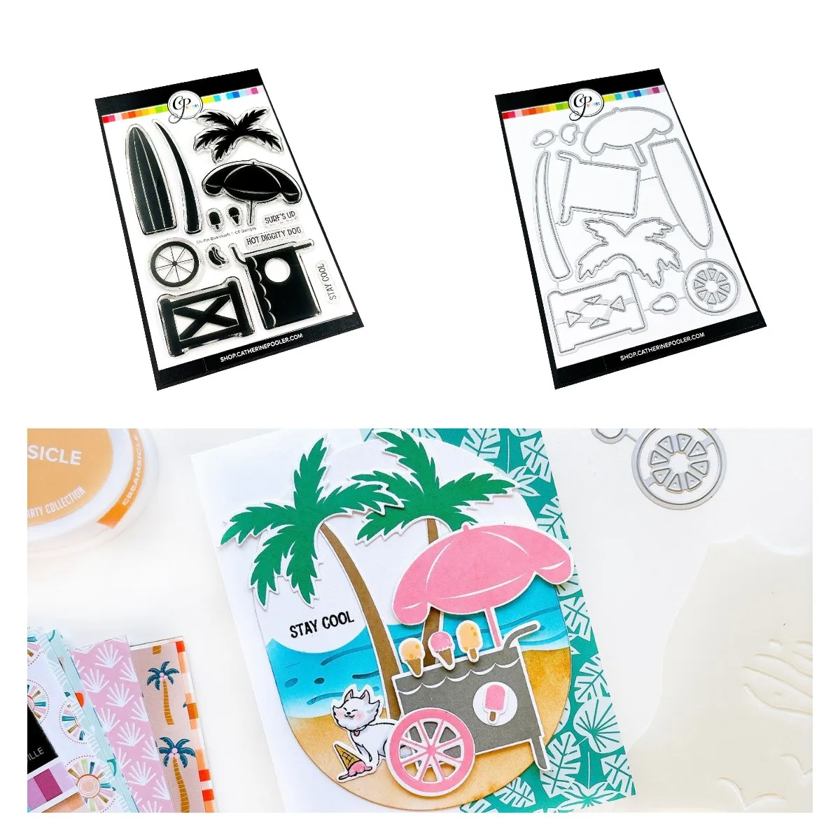 

Summer Ice Cream Under the Coconut Tree Metal Cutting Dies and Stamps for DIY Albums Decoration Scrapbooking Gift Cards