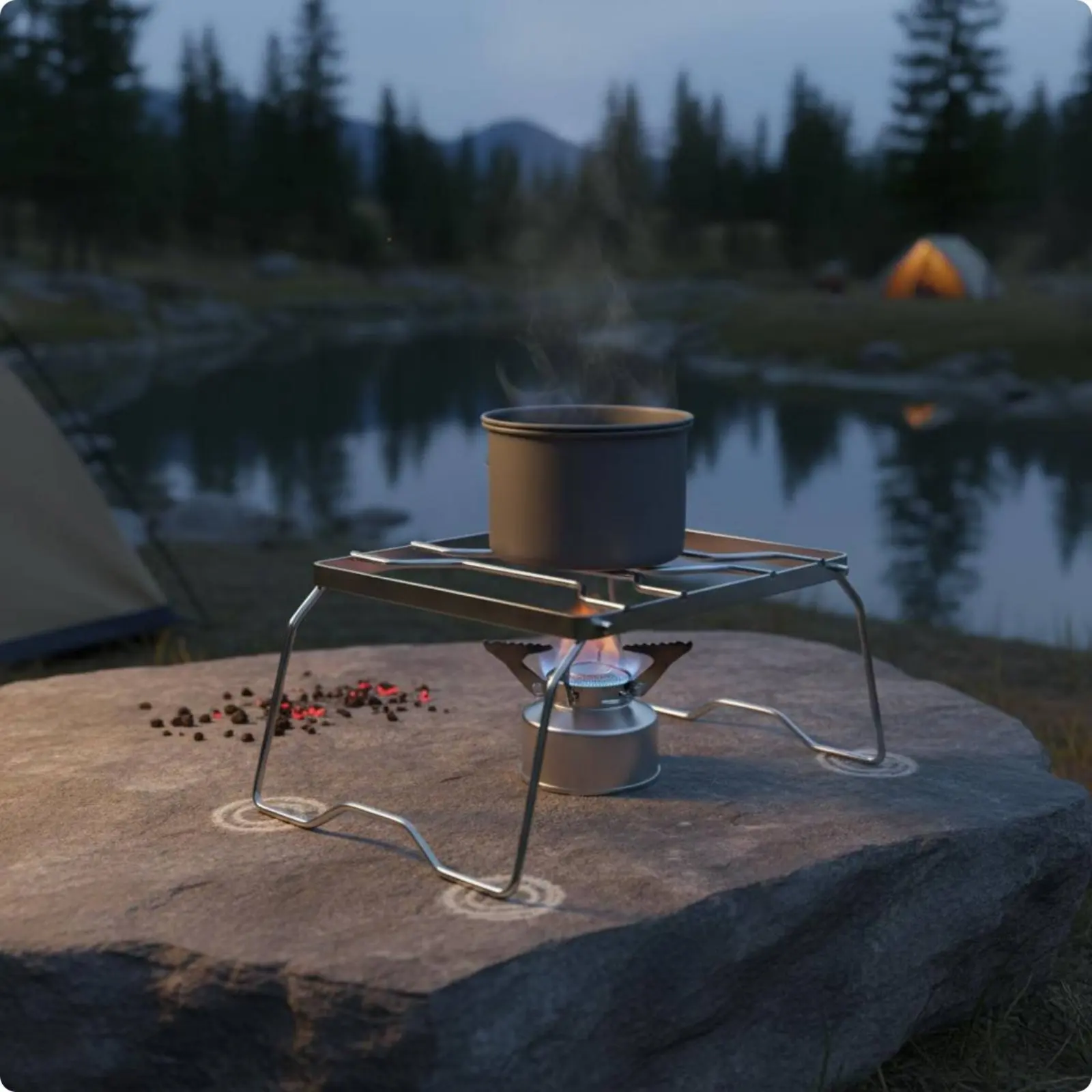 

Portable Gas Cooktop Stand Compact Mini Barbecue Rack Stainless Steel Grill Heat-Resistant Outdoor Gear Stable Support