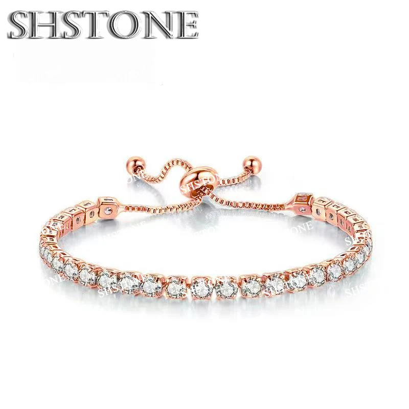 Edle 925 Sterling Silber Armband Kette Luxus Farbe Kristall Hand Schmuck Für Frauen Charme Hochzeit Geschenk Party 18 cm