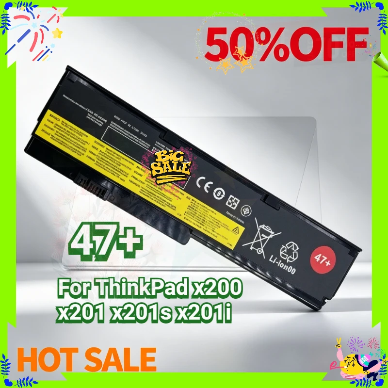 Nueva batería de repuesto para ordenador portátil Lenovo IBM ThinkPad X200 X201 X201S X201I X200S 57Wh, batería recargable de 10,8 V