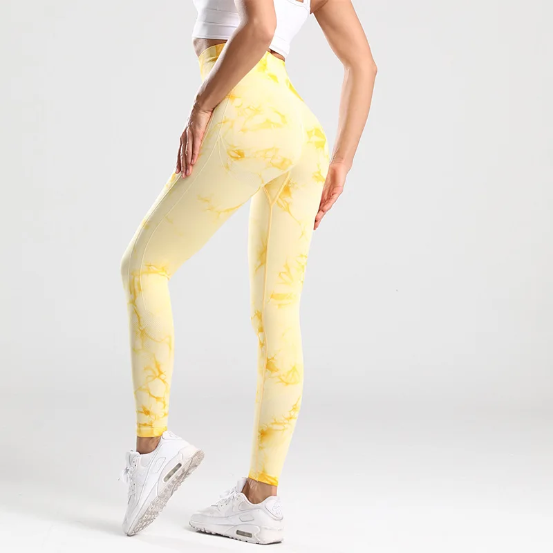 Tie Dye Seamless Gym Leggings Women Push Up Women Mallas Sports Fitness Contour Yoga Running Pants Elastic Leggins