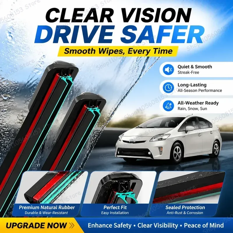 

For Toyota Prius XW20 XW30 XW50 2003–2022 Front Rear Windshield Wiper Blades All-Weather Quiet Performance Replacement