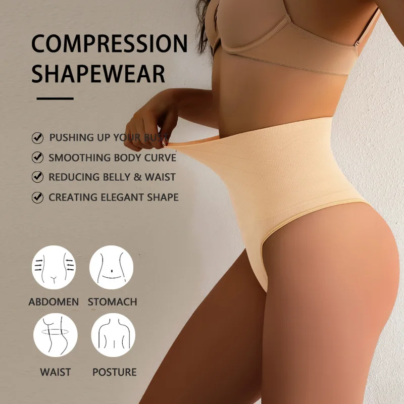 Flat Belly Shaping Sexy Thong Seamless High Waist Panties Comfort Slim Underwear Tummy Control Pant Waist Shaper Brief for Women