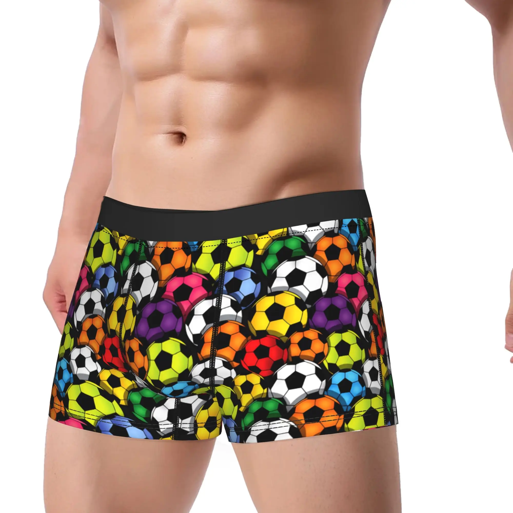 Multicolor Soccer Balls Seamless Pattern Underwear  Breathable Panties Customs Shorts Briefs For Men Pouch Plus Size Trunk