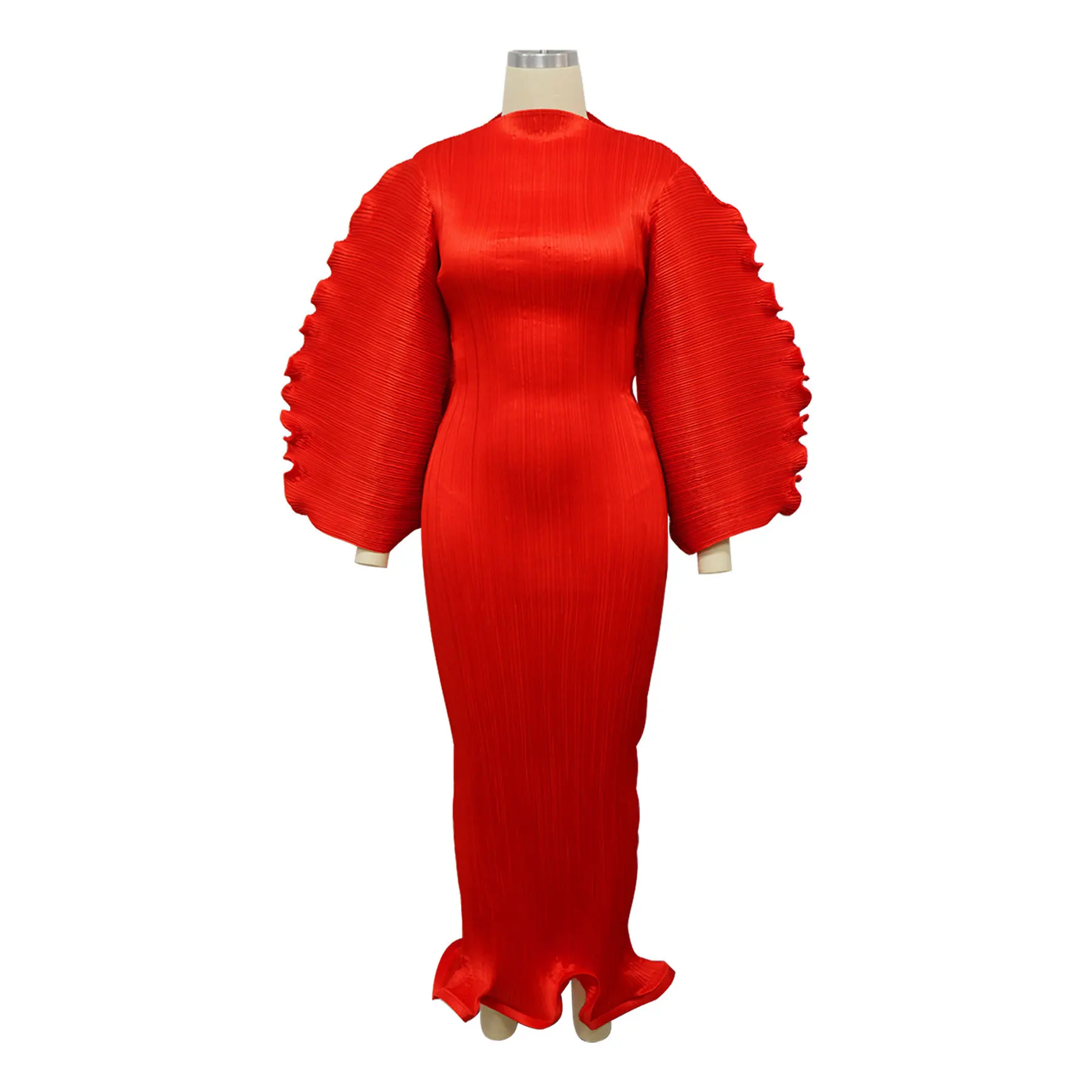 

Pleated Long Sleeve Round Neck Dress Women Spring New Korean FashionCasual Elegant Aesthetic Clothing