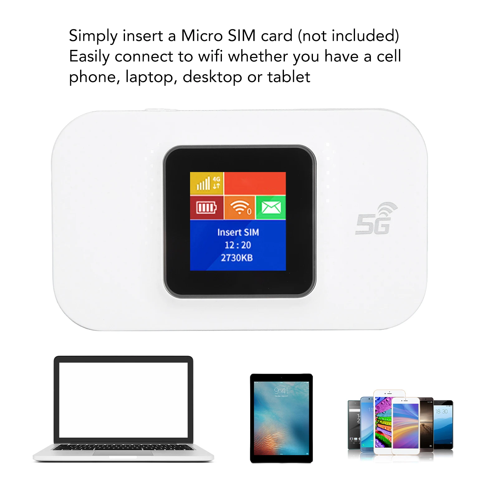 4G المحمولة واي فاي 1.44in شاشة ملونة موبايل واي فاي هوت سبوت راوتر مع فتحة بطاقة SIM الصغيرة للهاتف اللوحي المحمول #4