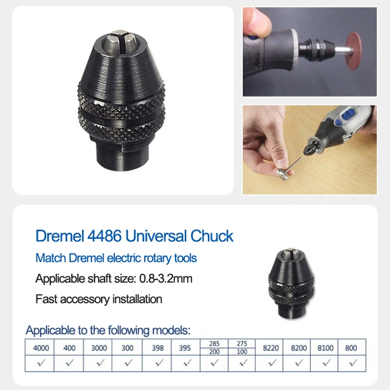 Imagem -03 - Dremel 4486 4485 Ferramentas Rotativas Mandril Universal Troca Rápida Broca para Dremel Série 3000 4000 7700 8200 8220 Moedor Elétrico