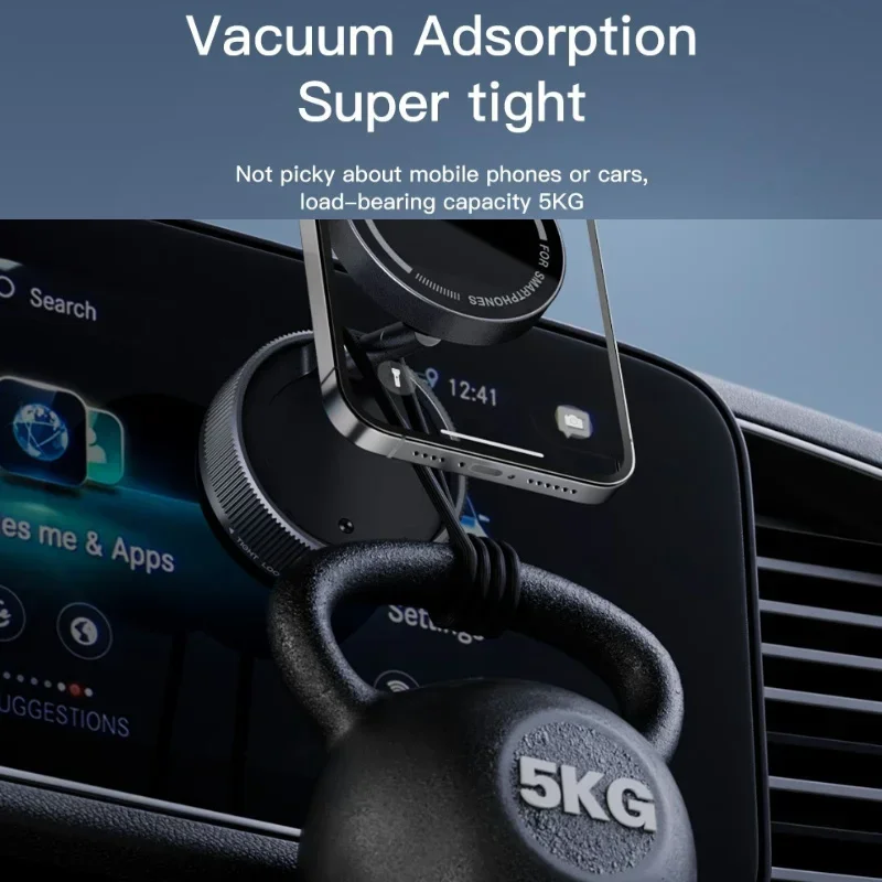 2025 Модернизированный автомобильный держатель для телефона с вакуумной присоской, вращение на 360 градусов, сильная магнитная складная подставка для iphone 16-12 Xiaomi Samsung