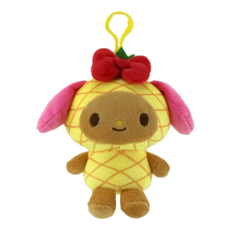 Sanrio Hawaiian Pineapple Collection Dark Skin Kuromi Plüschtier Schlüsselanhänger schwarze Haut My Melody Kleiner Anhänger Rucksackbehänge
