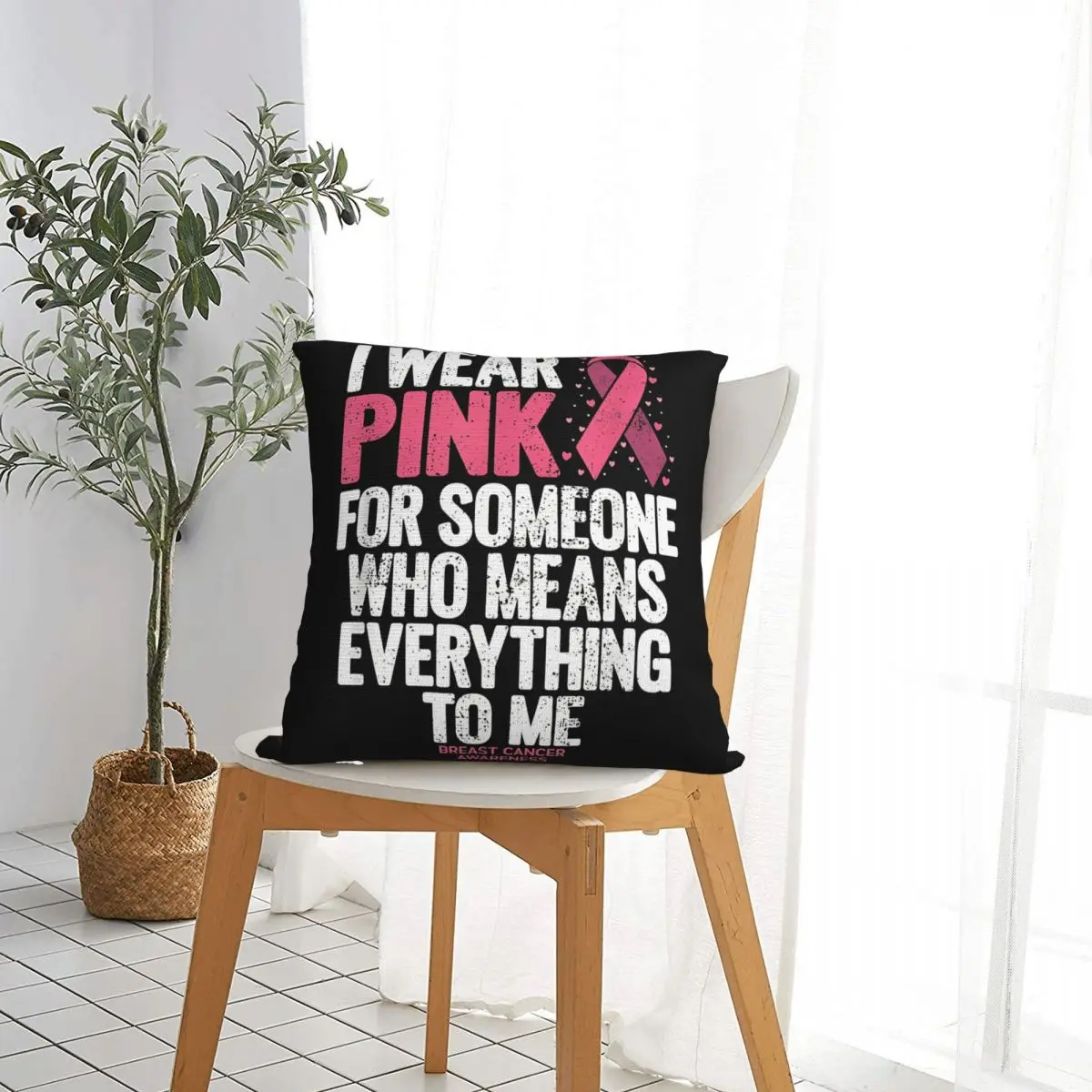 Breast Cancer Awareness Shirts For Family Pillowcases Polyester Car Cushion Cover Creative Pillow Cover 45*45