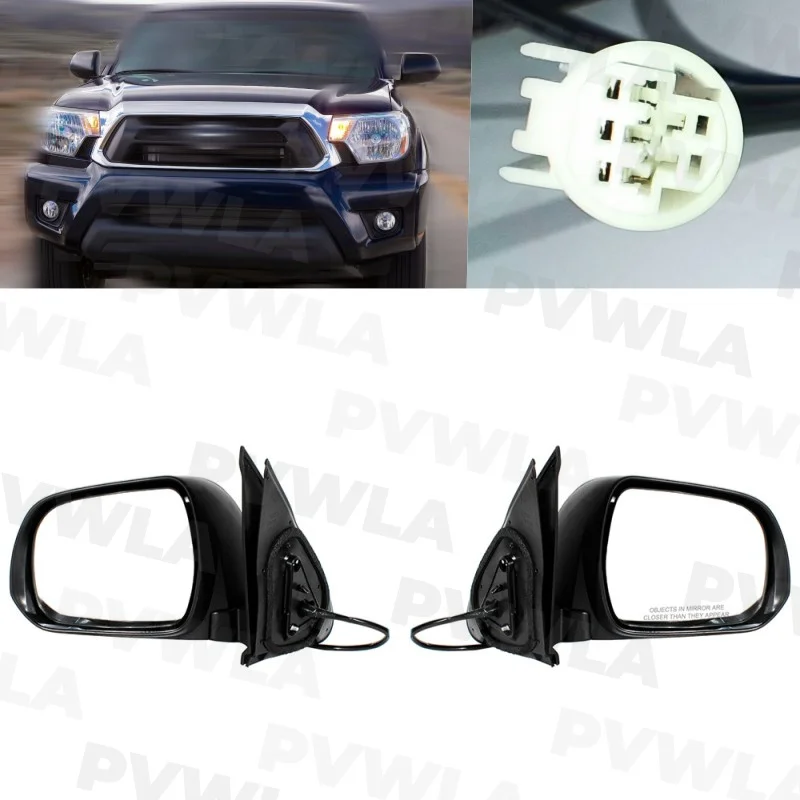 For Toyota Tacoma 2005 2006 2007 2008 2009 2010 2011 Left+ Right Side 3 Pins Un-Painted Rear Mirror Assembly