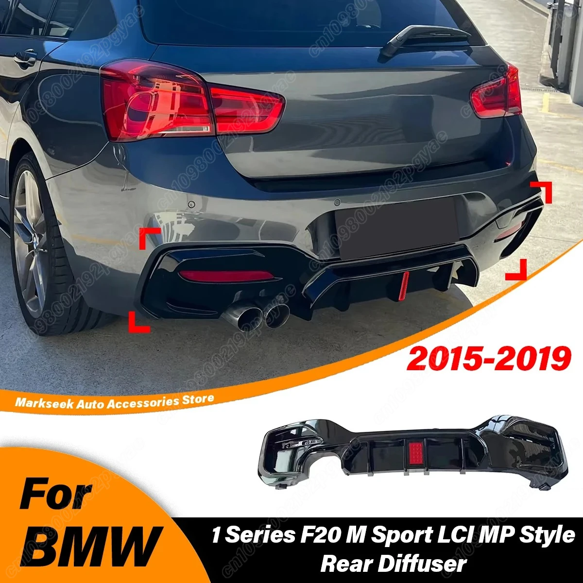 For BMW F20 120i 120d 125d 125i M Sport 2015 2016 2017 2018 2019 Automobile Rear Bumper MP Style Diffuser Rear Spoiler Lip Kit