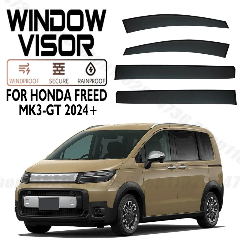 Window Visors for Honda Freed MK3 2024 Model 4pcs Side Window Rain Guard Wind Deflector Weathershield Vent Visor for Car Windows