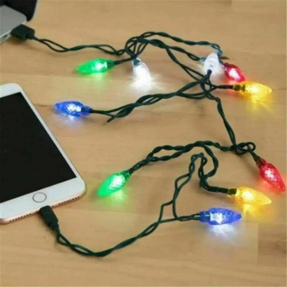 Led Licht Usb Kabel Dcin Oplader Koord Voor Android Telefoon Promotie Type C Opladen Kabel Vrolijk Kerst Lichtgevende Lamp Dropship