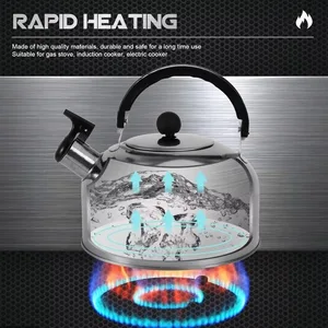 3L stainless steel teapot, gas stove, water kettle, whistling, kettle of ergonomic hiking strap, cooking, outdoor camp 8 Main Sales Keeping with whistle - №7