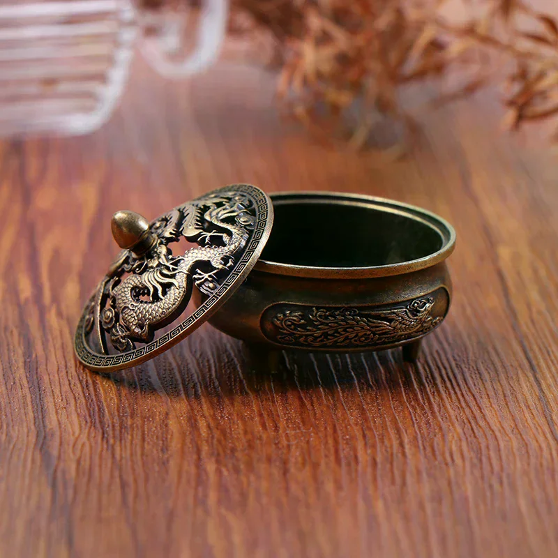 Alloy Antique Three-Legged Aromatherapy Stove Diy Household Indoor Pan Incense Wire Incense Burner Tea Ceremony Decoration
