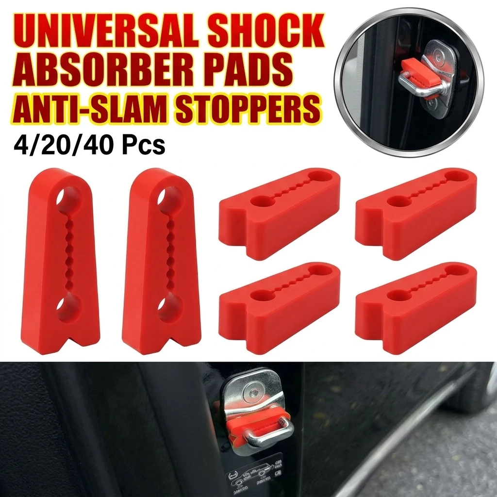 4-40pcs Car Door Cushion Pads Silicone Anti-Rattle Shock Absorber for Car Reduces Noise Vibration Clips On Car Door Impact Stopp