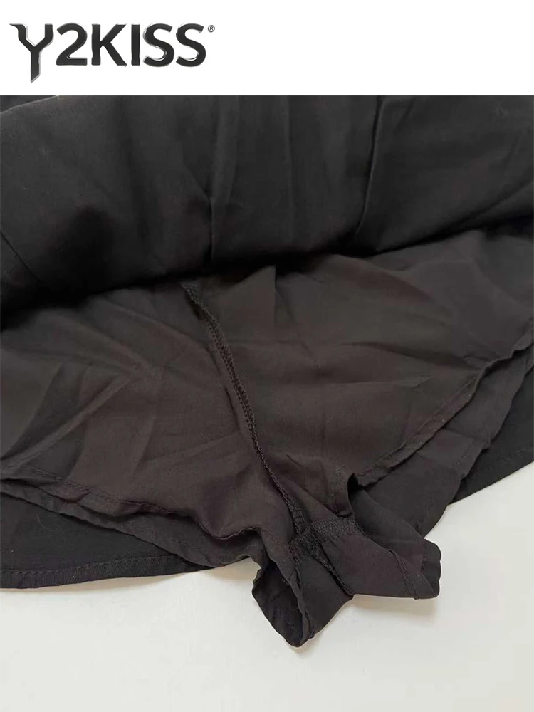 กระโปรงยีนส์สั้นสไตล์เกาหลี ยุค 2000 สำหรับฤดูร้อน ดีไซน์ Y2K แบบปะต่อ สไตล์ฮาราจูกุ อีเกิร์ล ทรงเอไลน์ ยีนส์ยุคใหม่ แนวกยารุ โคเก็ตต์