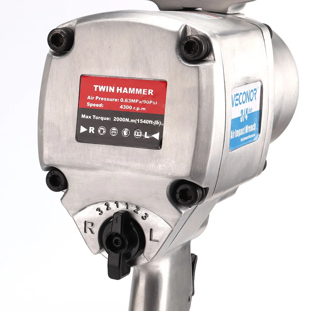 Drive Pneumatic Impact Wrench, Spanner Air Gun, Twin Hammer para Caminhão Pneus Parafusos Removendo, 2000N.m, 3/4\