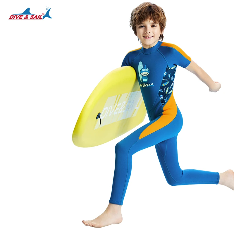 

Детский гидрокостюм для девочек и мальчиков, 2,5 мм, неопреновый гидрокостюм с короткими рукавами и молнией сзади, сохраняющий тепло для водных видов спорта, серфинга, подводного плавания