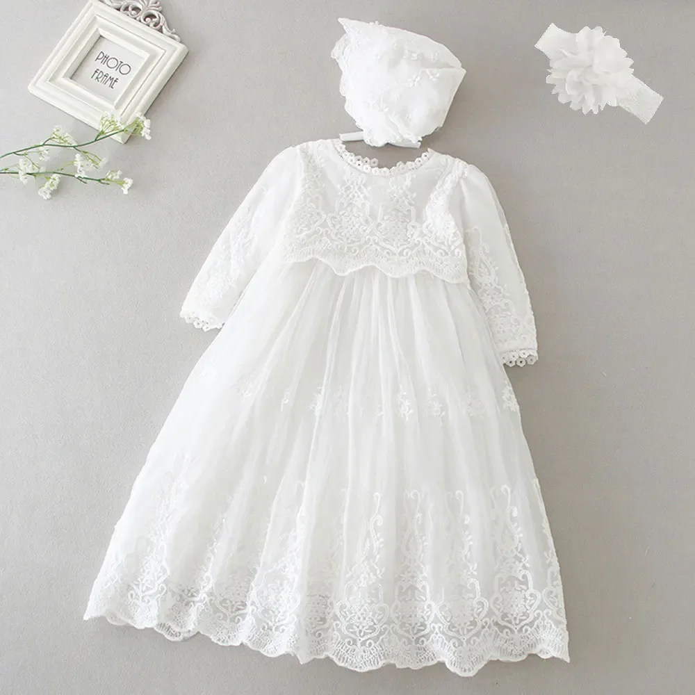 Baby Girls Dress Long Sleeve Kids First Birthday Ball Gown Infant Dresses for Baptism Bridesmaid party 3-24 month