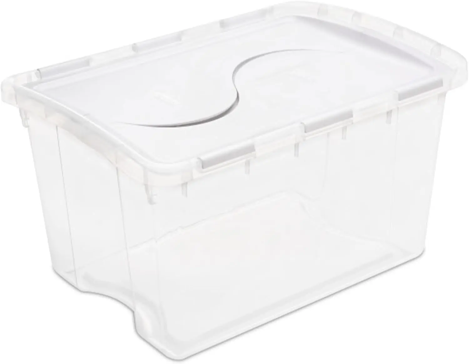 Sterilite 48 Qt Hinged Lid Storage Box, Stackable Bin With Lid, Plastic Container To Organize Home, Office, Basement, Clear