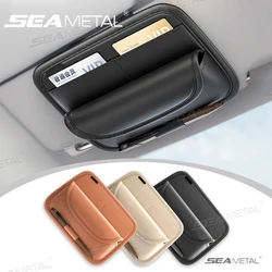 SEAMETAL Luxury Sun Visor Glasses Holder Textured Car Visor Storage Bag Scratch-Free Flannel Inner Sunglasses Case Car Organizer