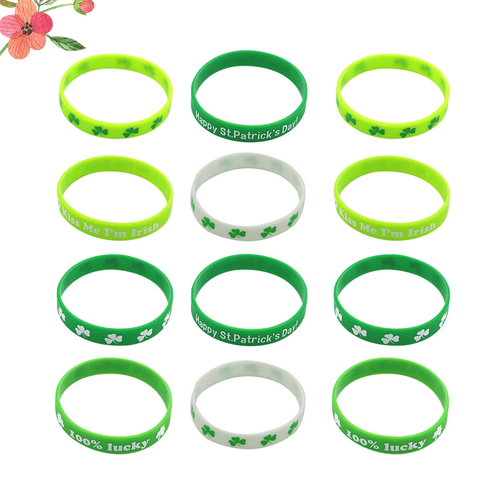 

24 Pcs Green Bracelet Hand Decoration St Patrick Day Wristband Party Supplies Saint Patricks Accessories Decorations Wristbands