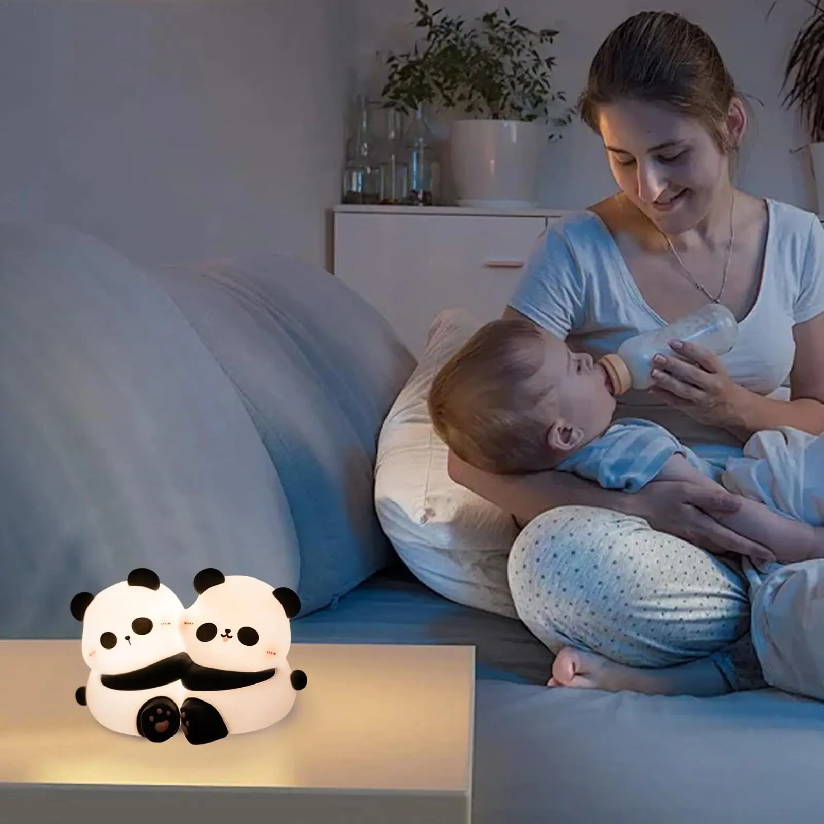 

Silicone Nursery Night Lamp Cute Animal Lamp for Kids Panda Touch Lamp for Bedroom Children's Silicone Rechargeable Night Light