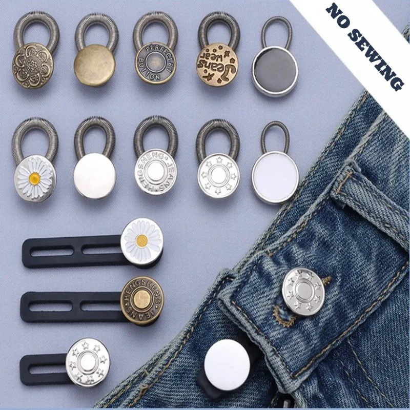 6 Pcs Jeans Button Extenders Universal Waist Expander for Men Women, Adjustable Belt Stretcher Instant Band Extension Solution