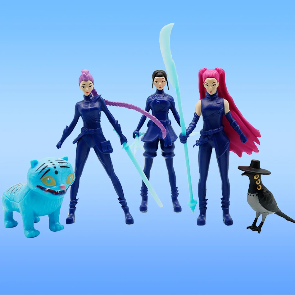 

5 шт./компл. аниме Kpop Demon Hunters фигурка K-Pop охотники на демонов Руми Мира Zoey тигр фигурка игрушка настольный декор статуи орнамент ребенок
