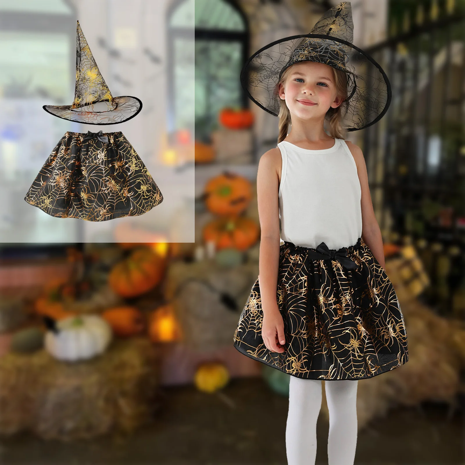 Kids' Spider Web Animal Costume Headwear and Tutu Skirt Set,Halloween Carnival Christmas Party Cosplay Props,Stage Performance