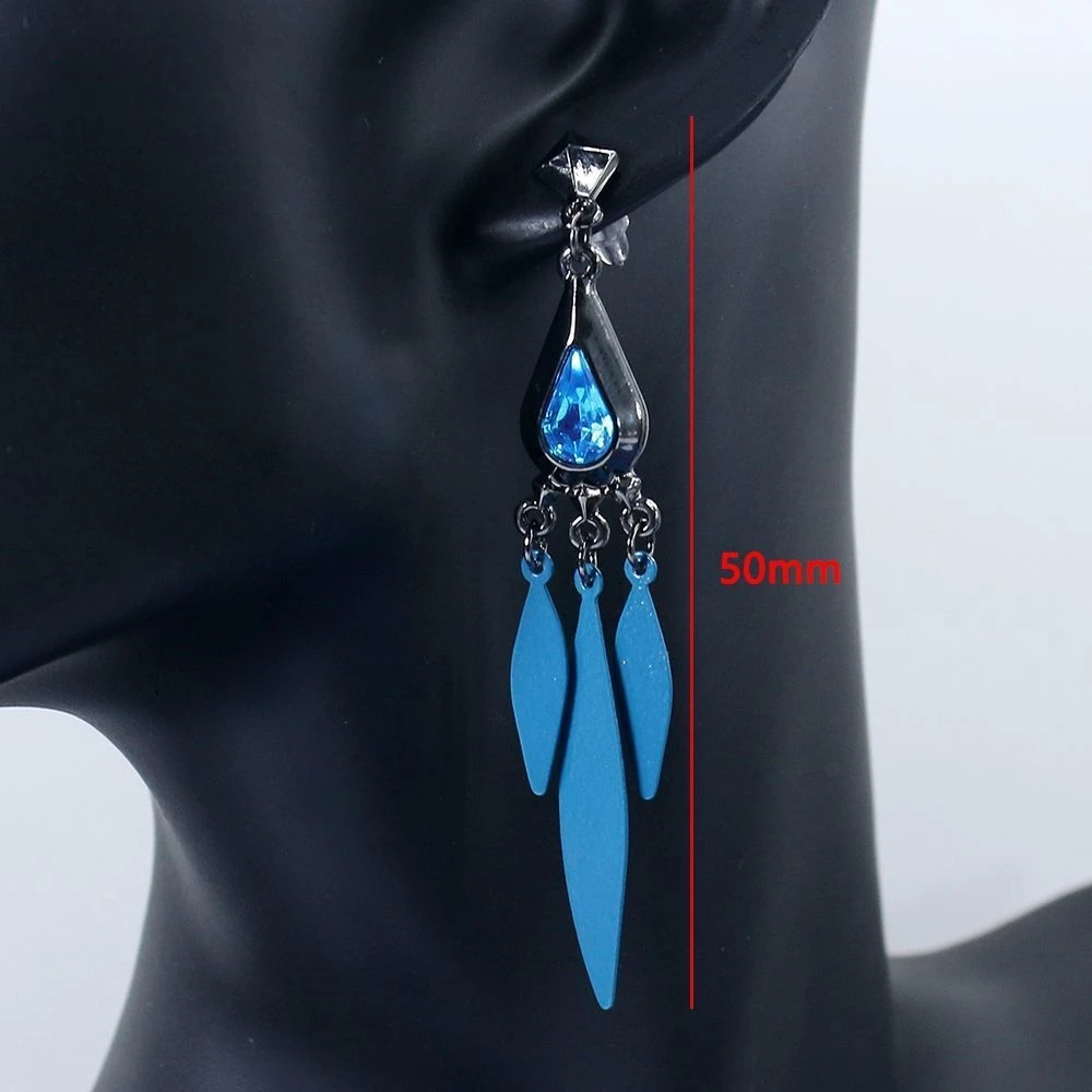 Game Honkai Star Rail Aventurine Cosplay Earrings Peafowl Pendant Ear Studs Ear Clips Jewelry Accessory For Men Wome