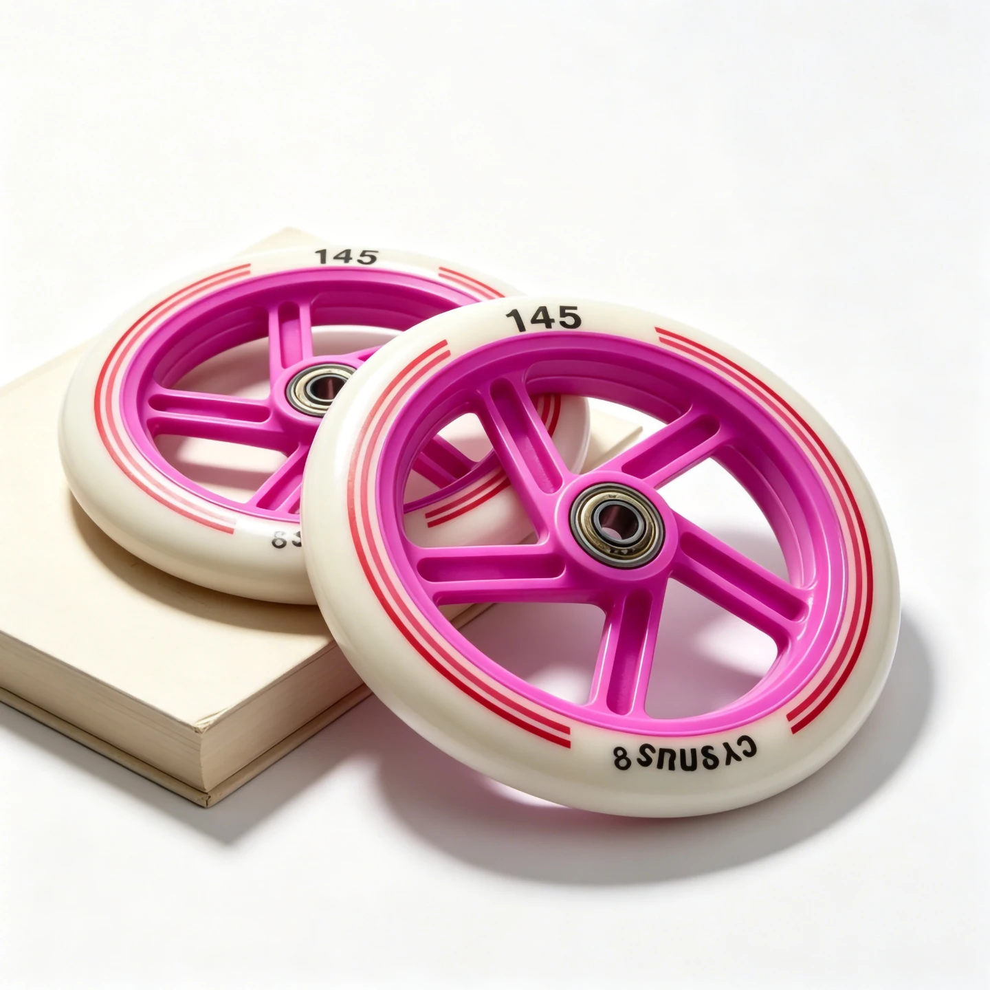 2pcs 145mm Scooter PU Wheels, Universal for Shopping Carts, Folding Scooters and Trailers. High Elasticity & Silent.