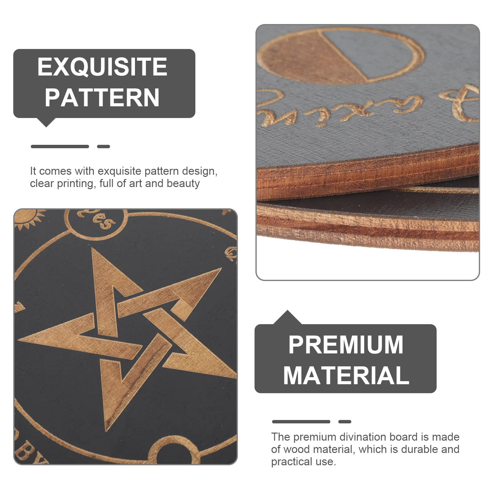 

2pcs Wooden Pendulum Board For Party Decorative Use Carving Divination Plate Wiccan Altar Supply Pendulum