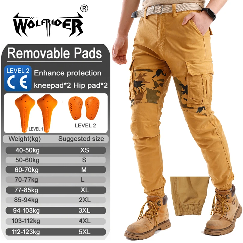 

Men Motorcycle Work Pants CE Armor Protective Anti Slip Abrasion Resistant for Riding Safety