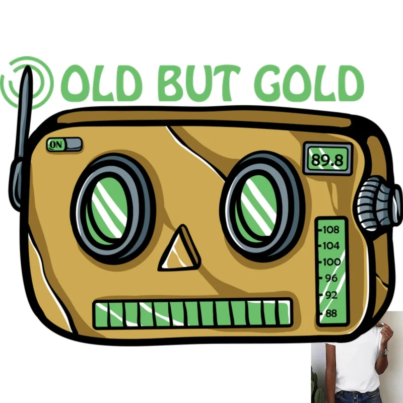 Retro Radio Cartoon Heat Transfer White Ink Iron - on Patch, Trendy & Personalized Pattern, Suitable for T - shirts/Canvas