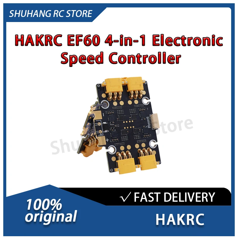 

HAKRC EF60 4-in-1 ESC 50MHz 2S-6S Lipo 55A Peak Current Regenerative Braking PWM for FPV High-Power Drone Large RC Model