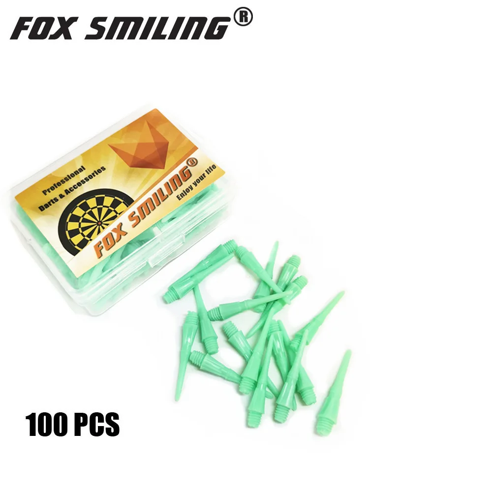 100PCS Colorful 25mm 2BA Professional Nylon Soft Tip Darts And Electronic Points Accessories Fox Smiling With Gift Flights