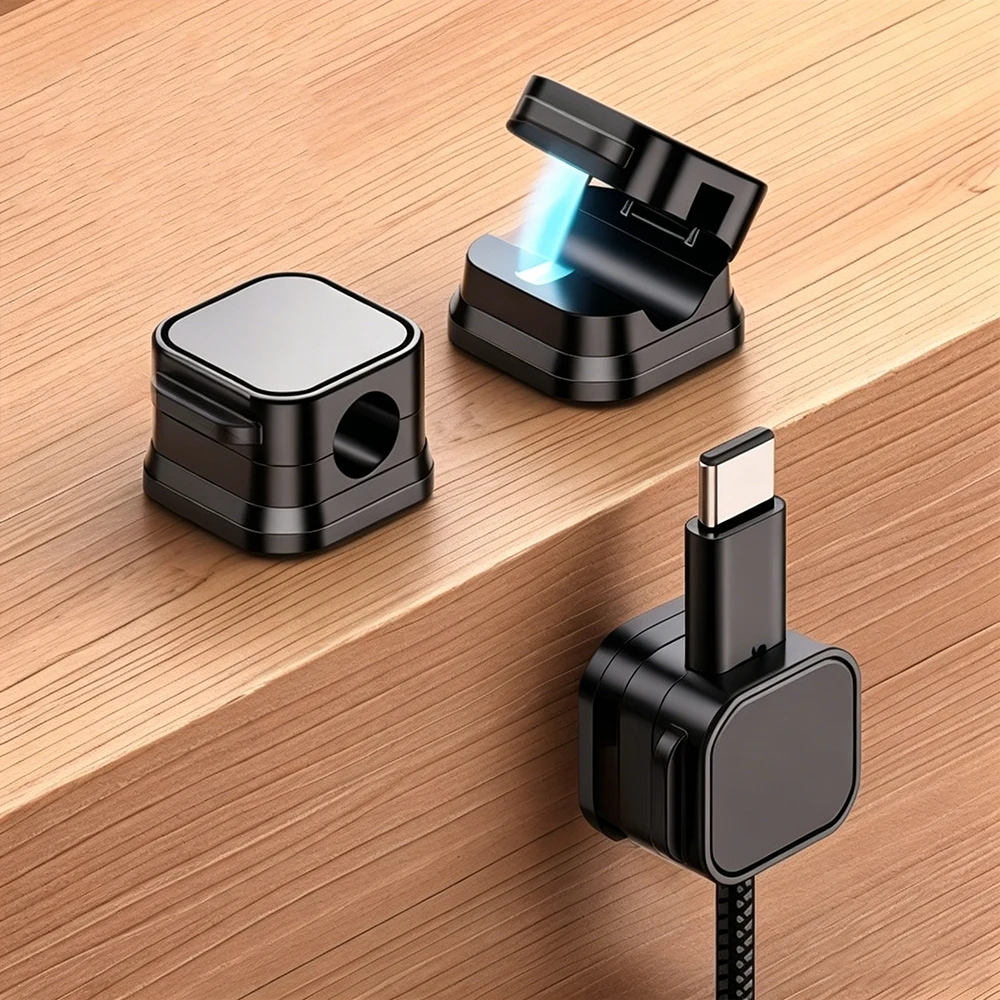 

6Pcs Cable Holder Adhesive Wire Keeper Under Desk Cable Management Cable Organizer Holder Magnetic Cable Clip Charging Data