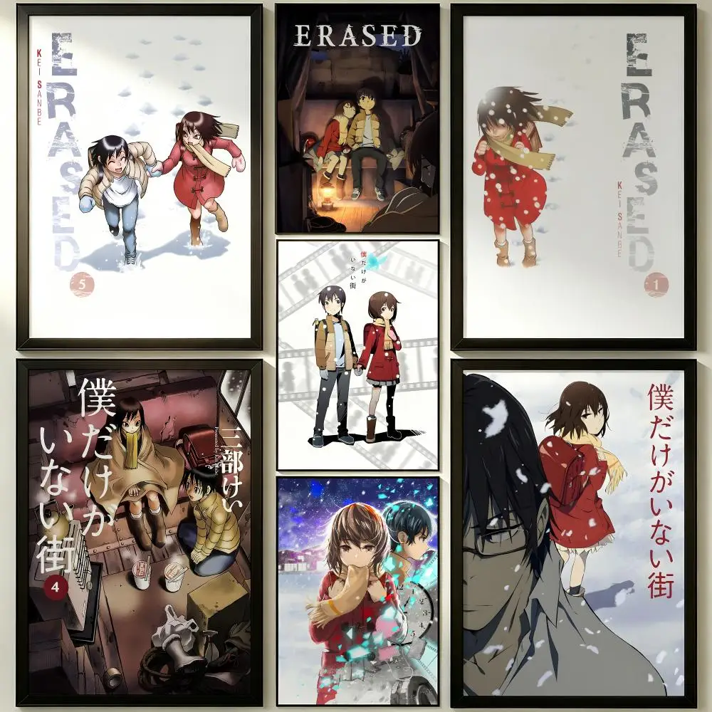 Erased Aesthetic Japanese Anime Thriller Self-Adhesive Poster Waterproof Removable HD Print for Dorm Room Bedroom Poster
