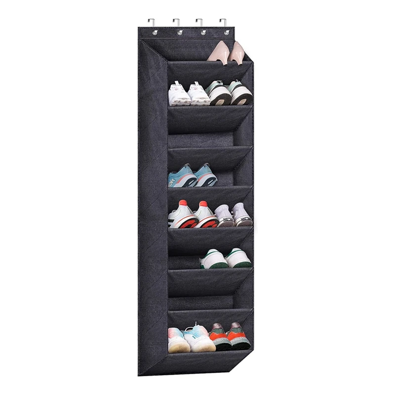 

Over The Door Shoe Organizer For Closet With Largedeep Pockets, Narrow Shoe Rack For Door Hanging Boot Storage